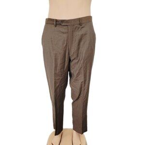 Santorelli Men's Tobacco Brown Luxury Serge Romeo Wool Dress Pants Size 34